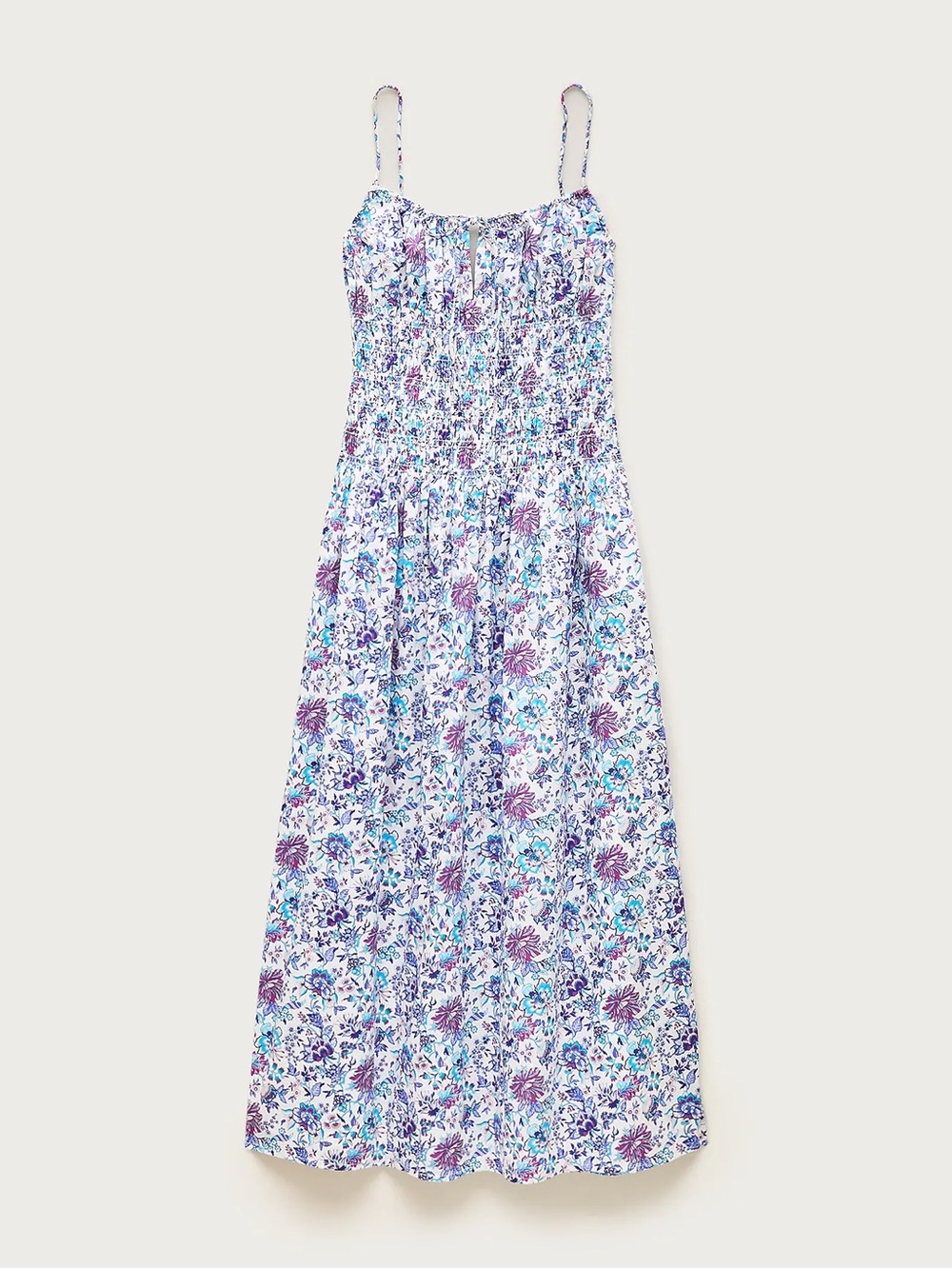 J. Crew Blue & Purple Floral Smocked Midi Dress - Picture 4 of 4